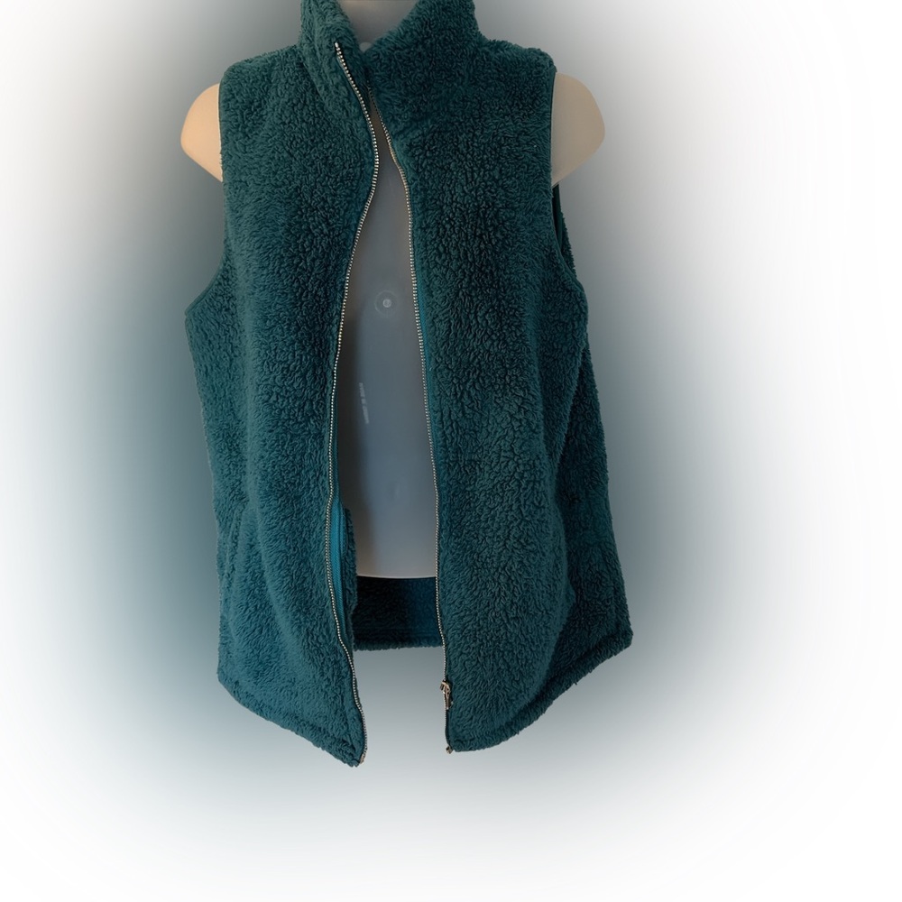Women’s Teal Sherpa Zip-Up Vest